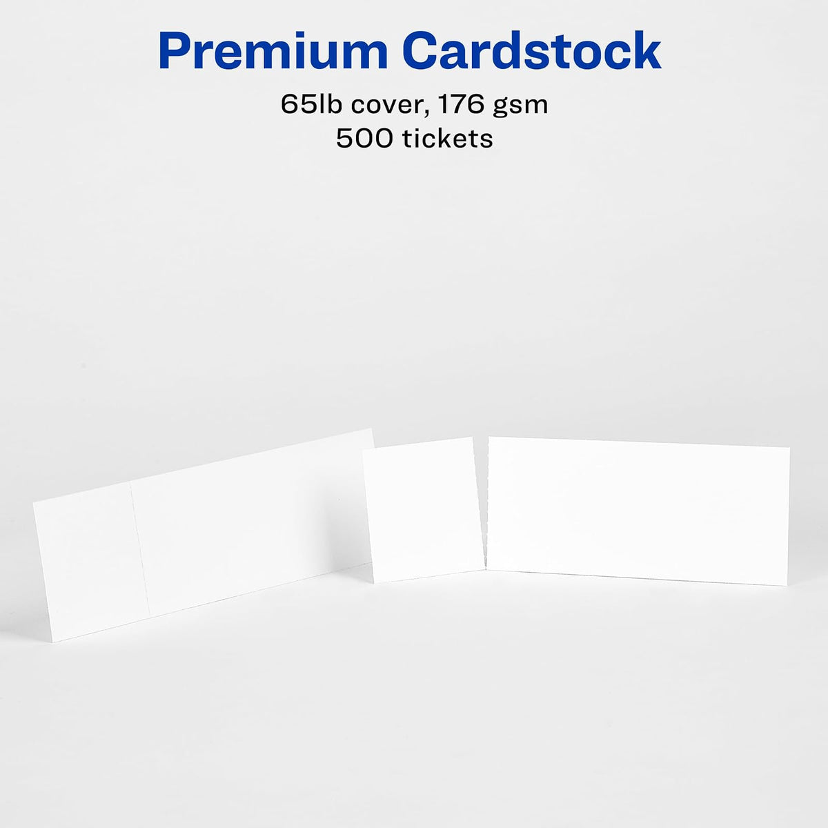 Avery - Entradas imprimibles en blanco, talón que se separa, boletos perforados de rifa, Paquete de 500, Blanco, 500 cards
