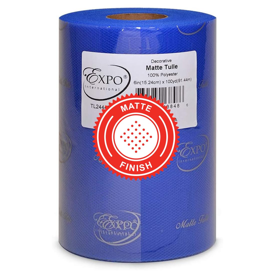 Expo International TL2444RL - Bobina decorativa mate de tul (6 x 100 m), color azul