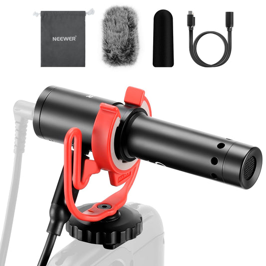 NEEWER KM17 Micrófono USB C, Cancelar Ruido para Grabación Enchufar & Usar Mic con Montaje Antivibración, Minimicrófono Compatible con iPhone Android PC dji Osmo Pocket 3 Insta360 Cámaras Acción