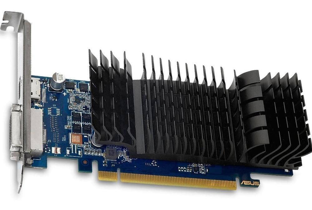 ASUS GeForce GT 1030 Tarjeta de Video para Oficina y reproducción de Video | GeForce GT 1030, 2GB GDDR5 64-bit, PCIe 3.0, HDMI 2.0b + DVI-D, pasiva sin ventilador (0dB), sin conector de poder, PSU 300W