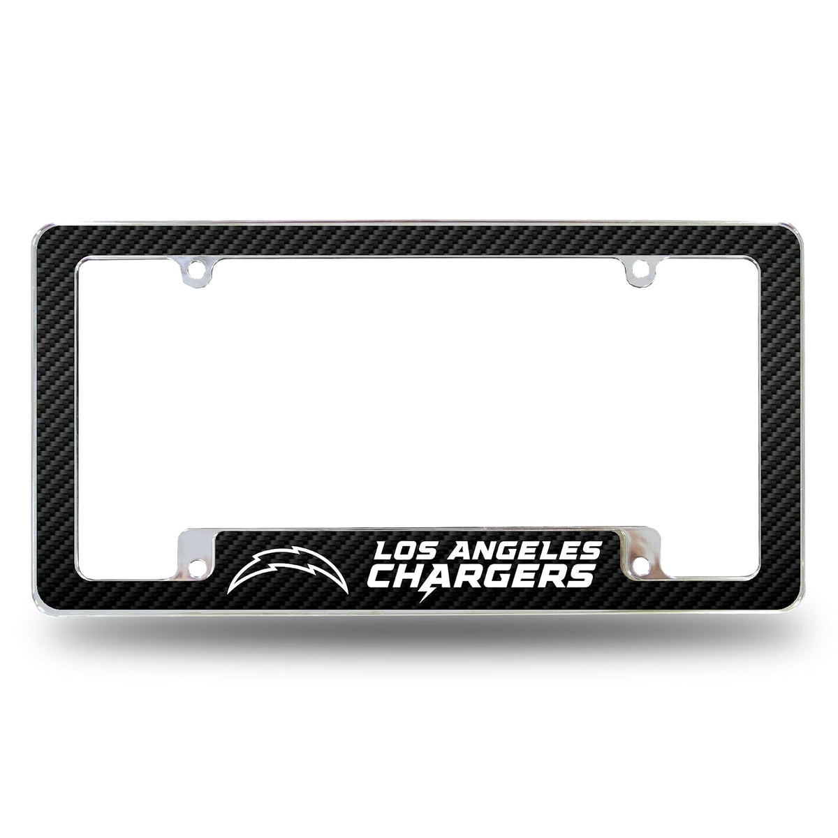 Rico Industries Marco de Placa Cromado con Licencia Oficial NFL - Los Angeles Chargers - Fibra de carbono