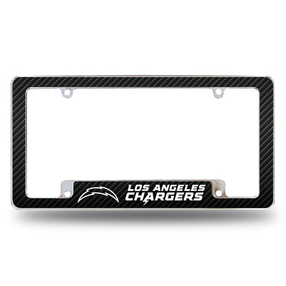 Rico Industries Marco de Placa Cromado con Licencia Oficial NFL - Los Angeles Chargers - Fibra de carbono