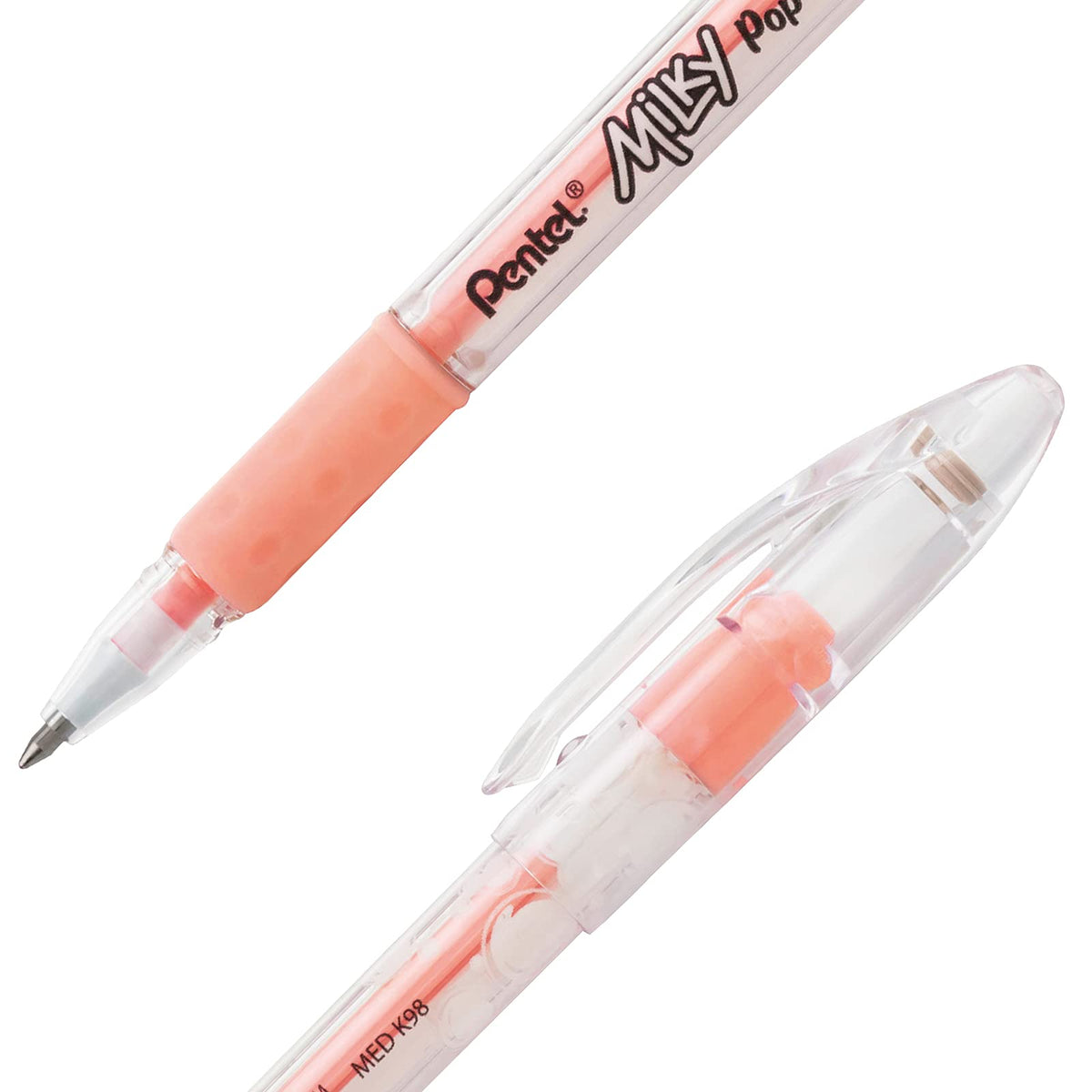 Bolígrafo Milky Pop de Pentel Tinta en Gel Colores Pastel Caja con 12 Piezas Color Naranja-K98-LF