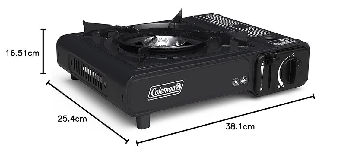 Coleman Classic - Estufa de butano de 1 quemador, estufa de camping portátil con funda de transporte y botón de arranque, incluye control preciso de temperatura y 7.650 BTU de potencia para camping,