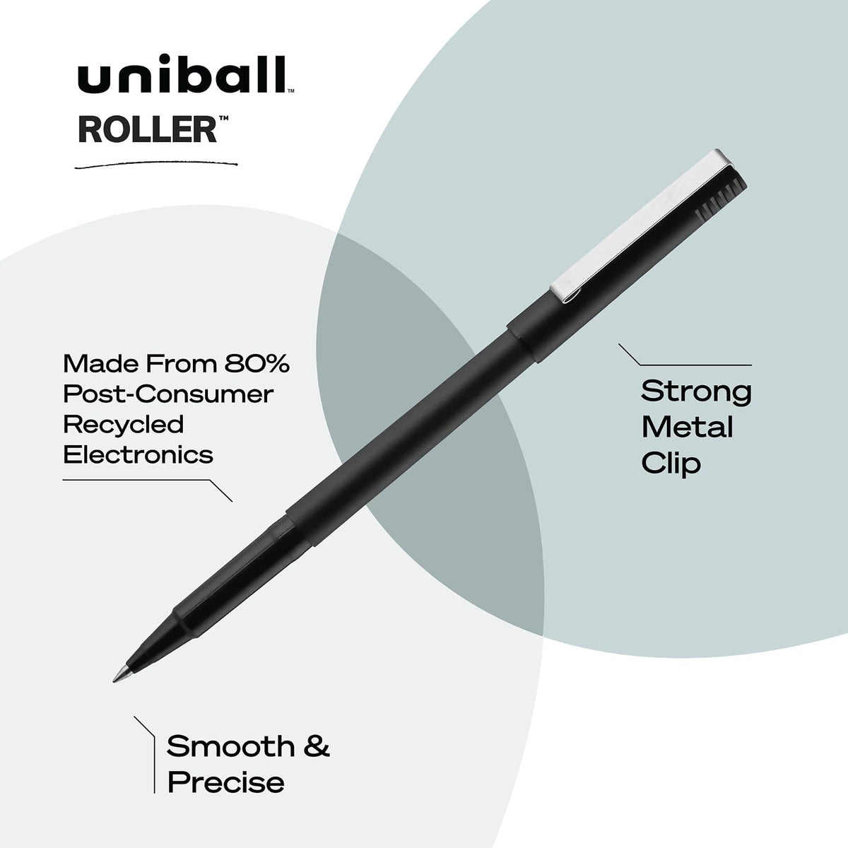 uni-ball Stick Micro Point Roller Ball Pens, Pack of 12 Black Ink Pens (60151)