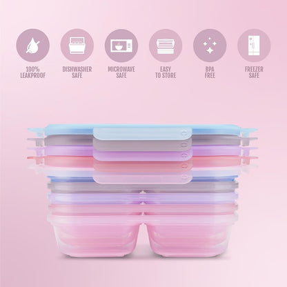 Ello Snap & Nest - Recipientes de plástico divididos de 2 tazas, 10 | Contenedores de plástico divididos, 10 piezas. Sin BPA, ideal para preparar comidas, aperitivos en porciones y sobras. Apto
