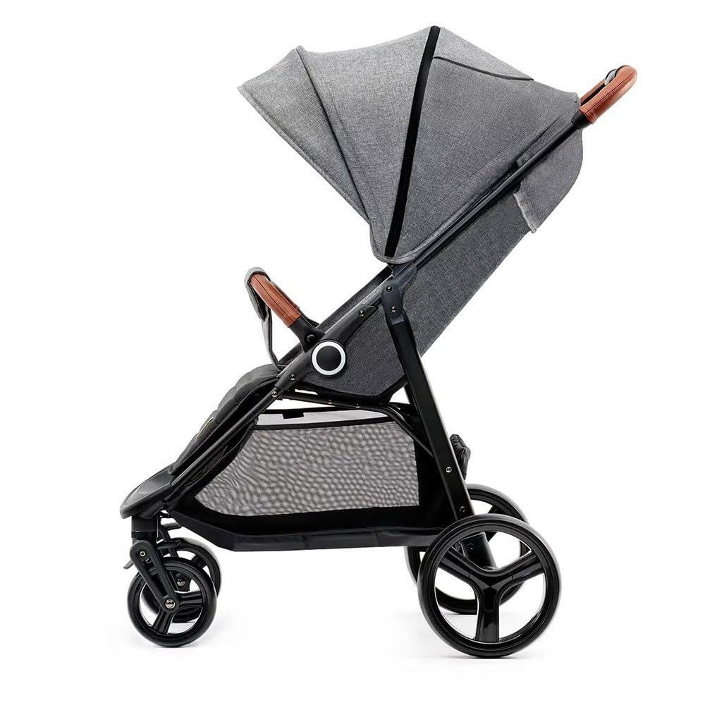 Kinderkraft GRANDE PLUS Carriola, ligera desde Nacimiento hasta 22 kg, Silla de Paseo, Plegado con una sola mano, Posición tumbada, Suspensión de todas ruedas, Capota grande XL, Grigio