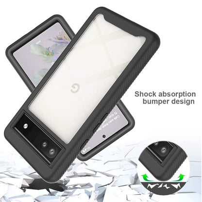 BestAlice para Google Pixel 6A Funda Case + 2 pcs Protector de Pantalla de Cristal Templado Mica, Rudo Uso Duro Transparente + Suave TPU Bumper Carcasa, Negro