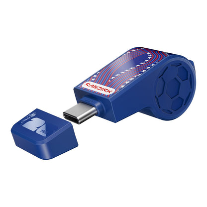 SANDISK - Unidad Flash USB-C de 128 GB, edición 2026 de la Copa Mundial de la FIFA - hasta 300 MB/s velocidades de Transferencia, USB 3.2 Gen 1, USB Tipo C - Azul, Estados Unidos - SDCZIA-128G-G46B