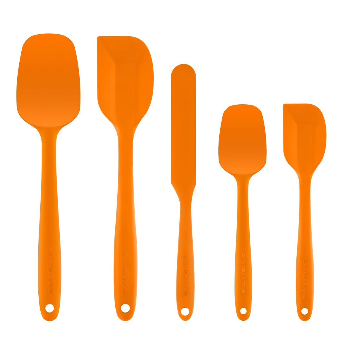 OVENTE Juego de utensilios de cocina de silicona – Espátulas de goma de grado alimenticio de silicona resistente al calor con núcleo de acero inoxidable y diseño sin costuras, espátula de goma antiad