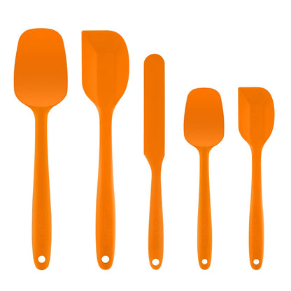 OVENTE Juego de utensilios de cocina de silicona – Espátulas de goma de grado alimenticio de silicona resistente al calor con núcleo de acero inoxidable y diseño sin costuras, espátula de goma antiad