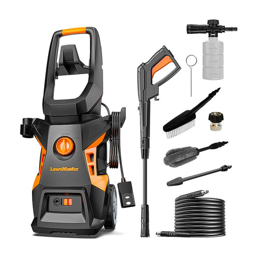 LawnMaster LT506 - Lavadora a presión eléctrica 2300 MAX PSI Certificado | Botella de detergente de 13 amperios, 1.4 GPM