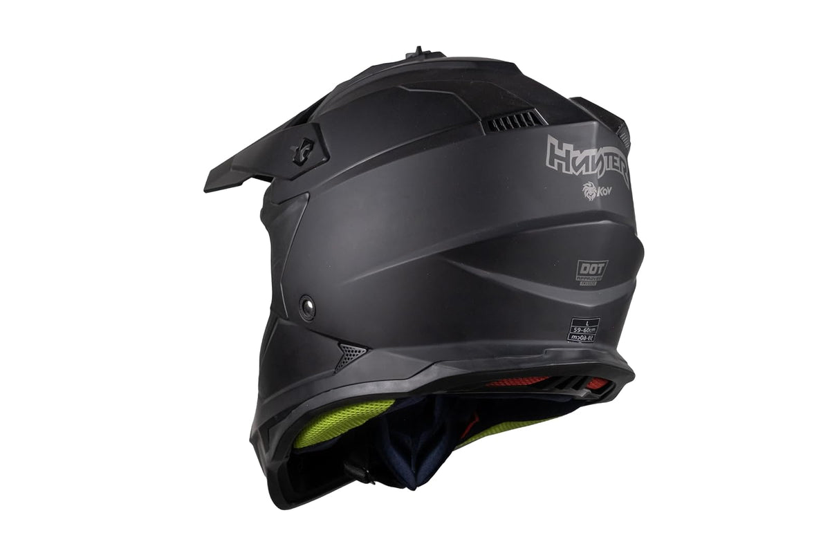 KOV Casco Hunter Negro Mate Motocross Certificado Dot ATV