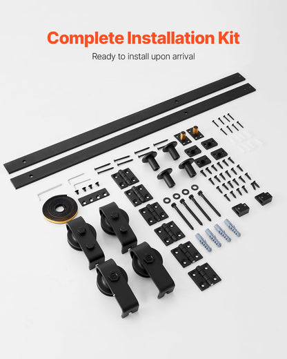 VEVOR Kit de Rieles para Puertas Corredizas Plegables de Granero, con Montaje Superior, Deslizamiento Suave y Silencioso, Resistente, para Cuatro Puertas de Armario, Despensa, 1626 x 40 x 6 mm