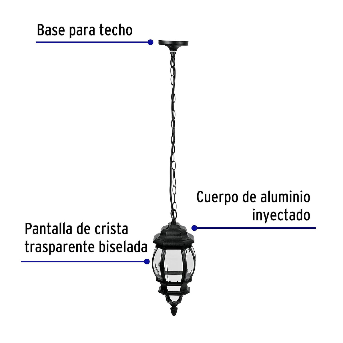 Volteck Lait COL-101S, Colgante farol, negro, 1XE26