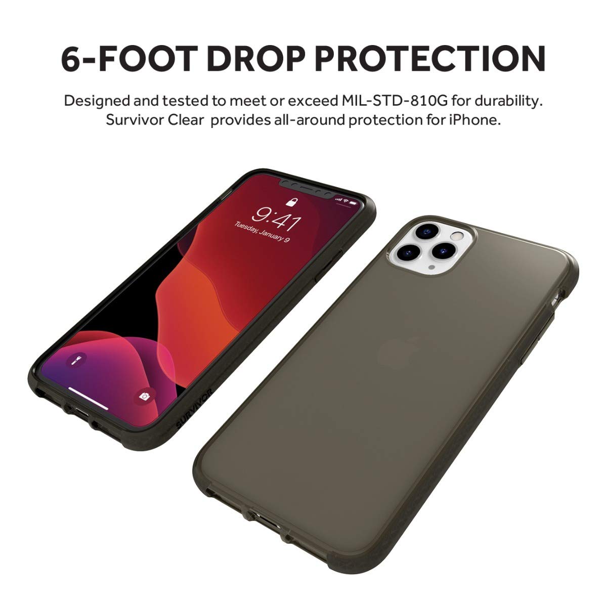Griffin Funda Survivor Clear para iPhone 11 Pro MAX - Negro