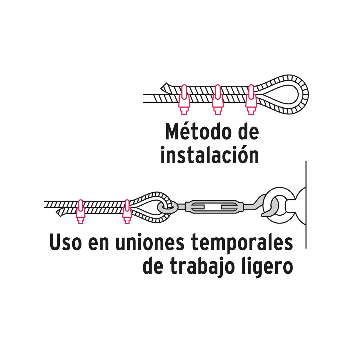Fiero NUDO-5/16G, Bolsa con 25 nudos (perros) de hierro para cable de 5/16"