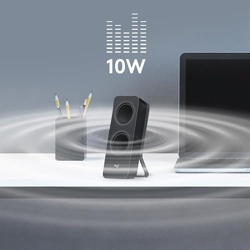 Logitech Z207 Sistema de Bocinas Bluetooth para PC, Sonido Estéreo, 10W de Pico, Entrada Audio 3.5 mm, Toma Auriculares, Multidispositivos, Computadora/TV/Smartphone/Tablet - Negro