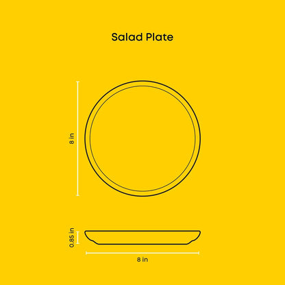 JoyJolt Mesa Platos de ensalada de gres redondos, 8 pulgadas, platos de almuerzo aptos para lavaplatos y microondas, juego de 6 platos de cocina rústicos modernos, platos de cocina para aperitivos