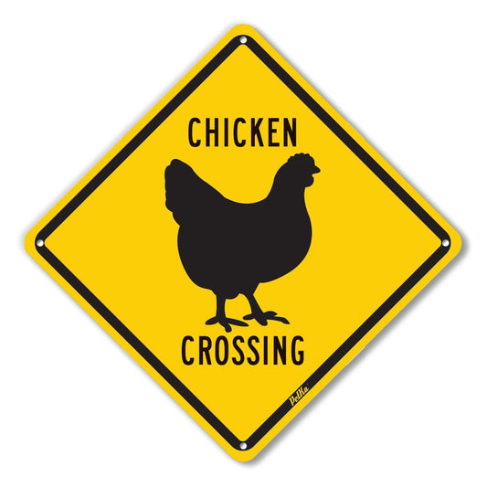 PetKa Signs and Graphics PKAC-0029-NA_10x10 "Chicken Crossing" Aluminum Sign, 10" x 10", Black on Yellow