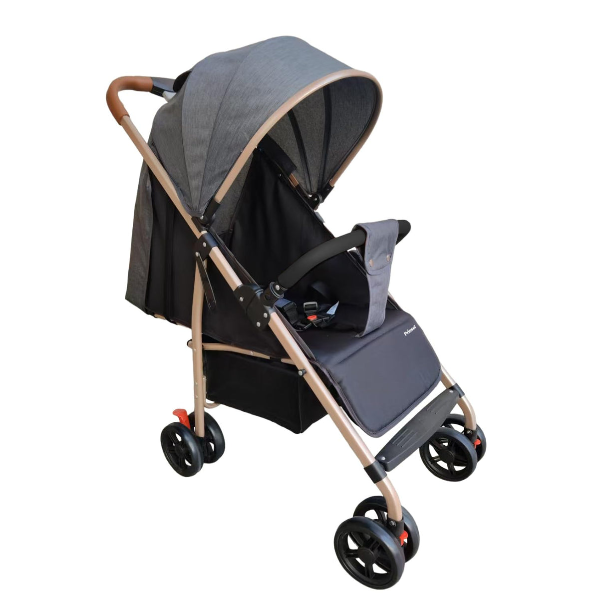 PRINSEL | Carriola Mónaco LX para Bebé | Gris | 0-3 Años | Plegado con Una Mano | 8 Ruedas | Manubrio Semi-Piel | Respaldo Ajustable | Canastilla Amplia