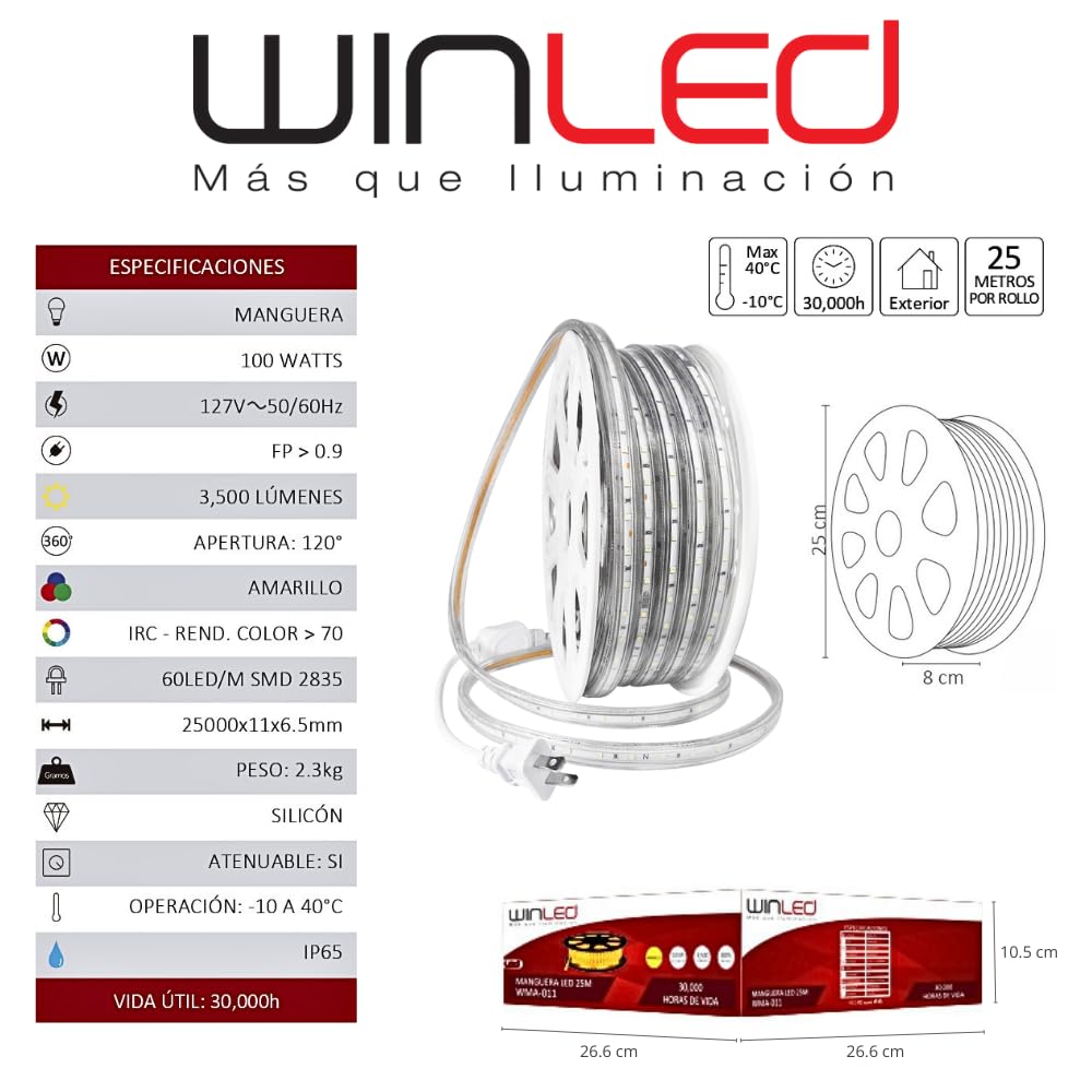 Winled WMA-011 Manguera LED 2835 25m Exterior Amarillo 100w