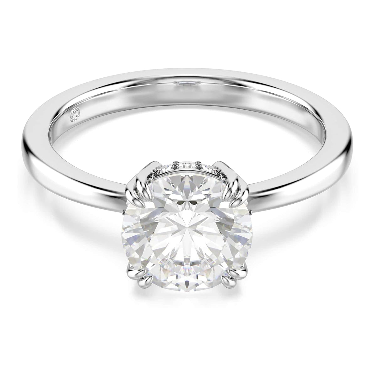 Swarovski Stilla Kollektion Cocktailring, Rundschliff, Weiß, Silberfarbenes Finish