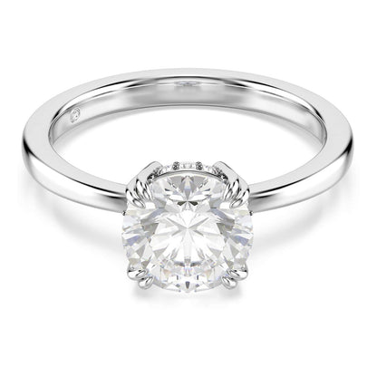 Swarovski Stilla Kollektion Cocktailring, Rundschliff, Weiß, Silberfarbenes Finish