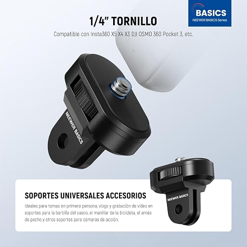 NEEWER 3 Pack Trípode Montaje Adaptador Kit Compatible con Insta360 dji OSMO 360 Pocket 3 Action Camera para POV Grabación Vídeo, 1/4"-20 a 2 Clavijas Tornillos Conversión Piezas Accesorios, GP-92
