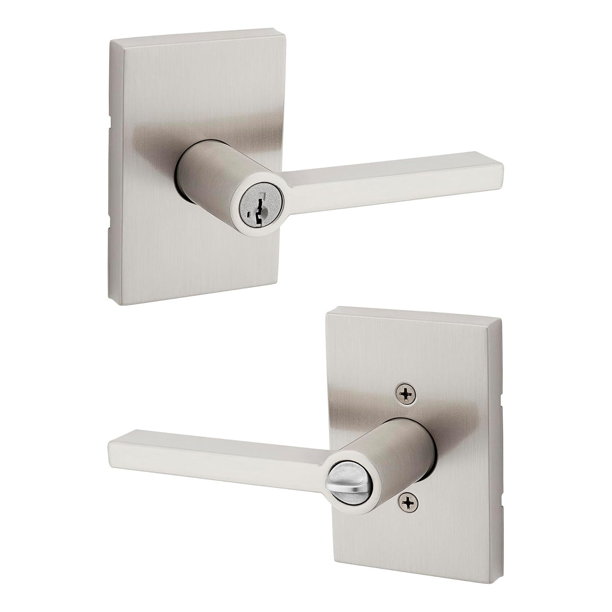 Kwikset Halifax Manija de Puerta de Entrada con Cerradura - 1 Pack - Níquel Satinado