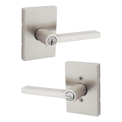 Kwikset Halifax Manija de Puerta de Entrada con Cerradura - 1 Pack - Níquel Satinado