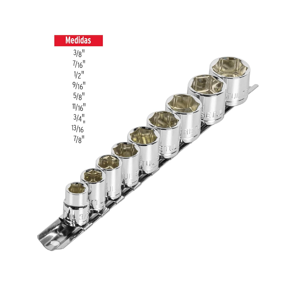 Pretul JD-3/8X10SAE-P, Juegos de 9 dados std, cuadro 3/8"
