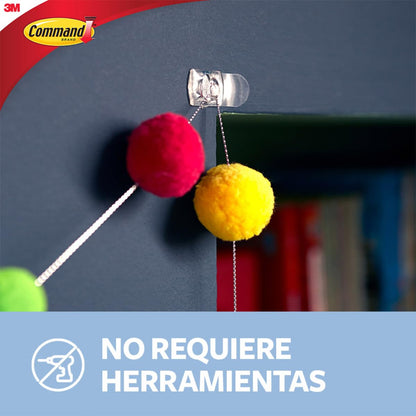 COMMAND 3M Gancho Adhesivo Removible Transparente Mini 18 piezas | Soporta hasta 225 gr, Organiza sin dañar superficies, No requiere herramientas, Fácil de instalar, Fijación segura