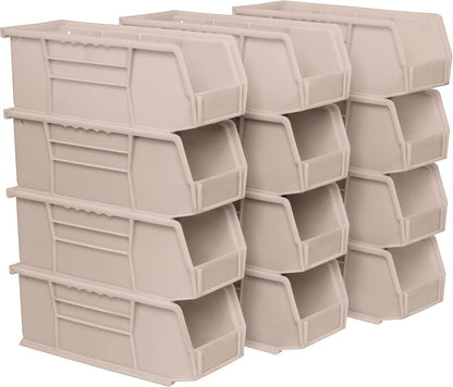 Akro-Mils 30224 Plastic Storage Stacking Hanging Akro Bin, 11-Inch by 4-Inch by 4-Inch, Stone, Case of 12 - Beige
