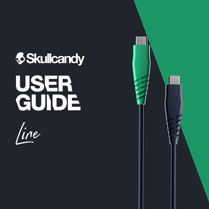 Skullcandy Line Cable Cargador USB C de 60 W USB C a USB C con Carga Rápida para iPad/Mini/Pro/Air, Macbook Pro, Samsung Galaxy, Switch, 4 Pies, Azul/Verde
