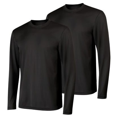 Hanes Camiseta de Manga Larga Cool Dri para Hombre UPF 50+ (Paquete de 2) - XL - Negro -
