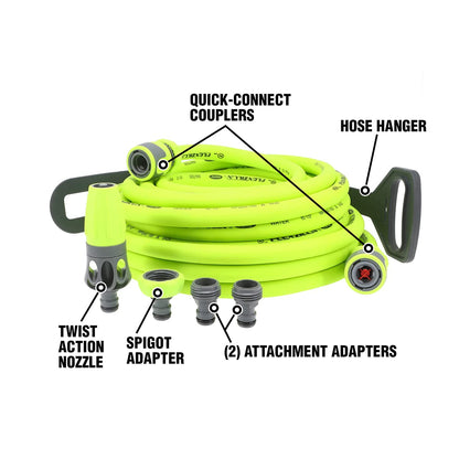 Flexzilla Garden Hose Kit with Quick Connect Attachments, 1/2 in. x 50 ft., Heavy Duty, Lightweight, ZillaGreen