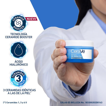 Water Gel Hidratante Ácido Hialurónico de CeraVe para una hidratación con efecto PLUMP, con 3 ceramidas idénticas a las de la piel, ácido hialurónico, niacinamida y cobre PCA, 48g