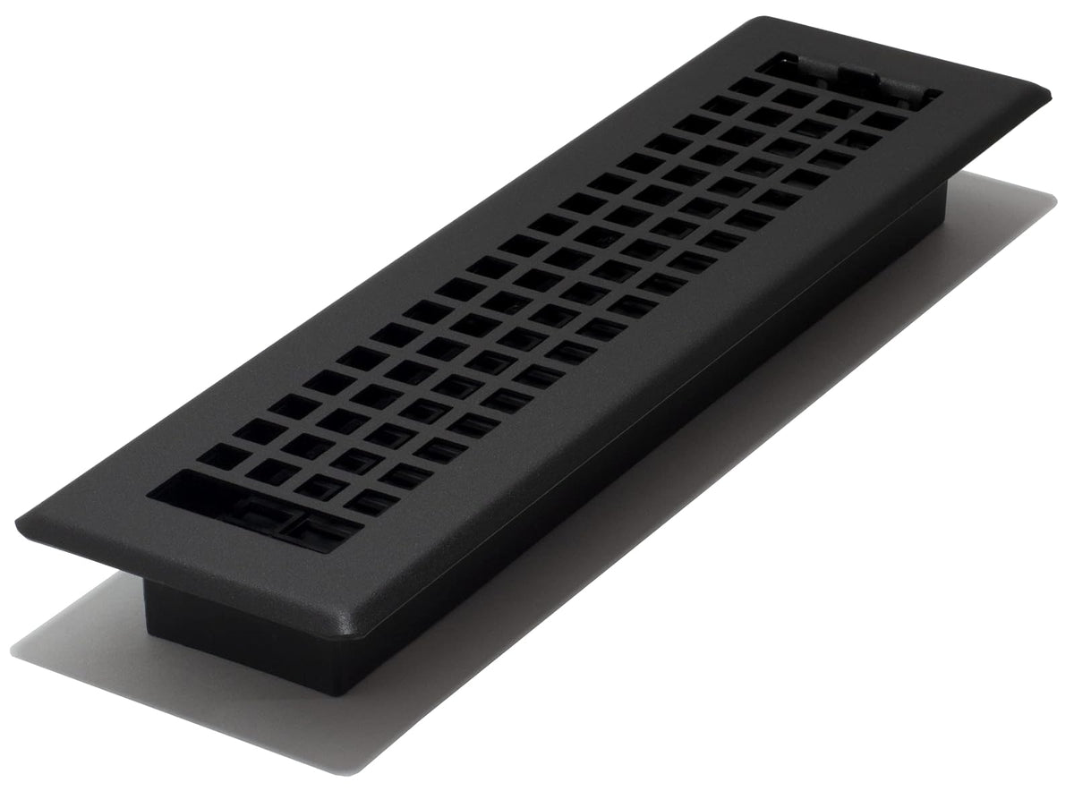 Décor Grates LTH212-BLK Lattice Floor Register, 2x12 Inches, Black