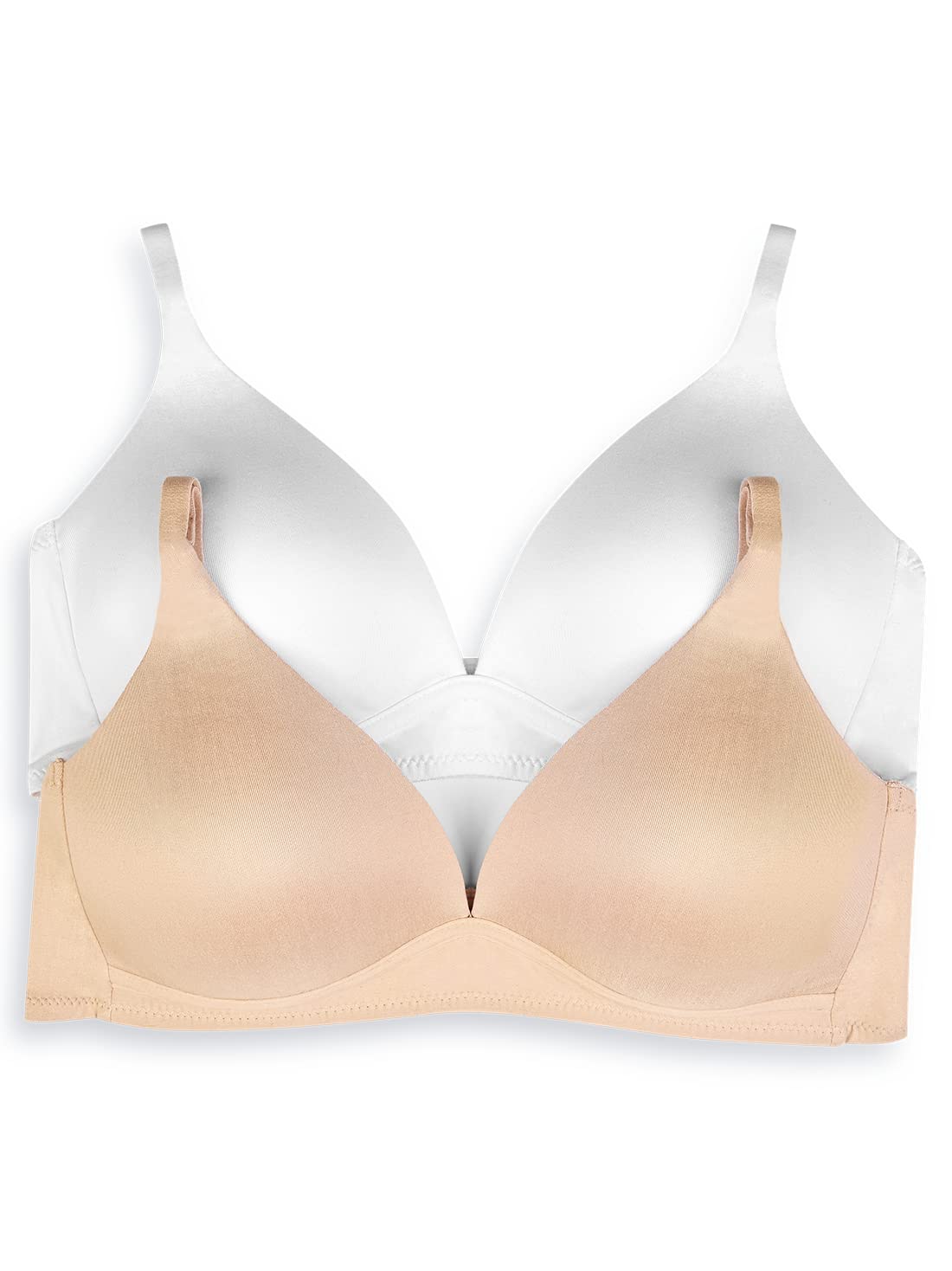 Ilusión Bra Brasier sin Varilla para Mujer, Paquete de 2 - BLANCO - NUDE - 36C