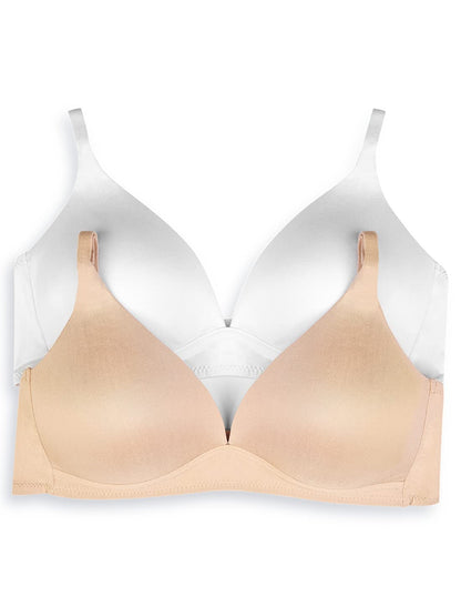 Ilusión Bra Brasier sin Varilla para Mujer, Paquete de 2 - BLANCO - NUDE - 36C