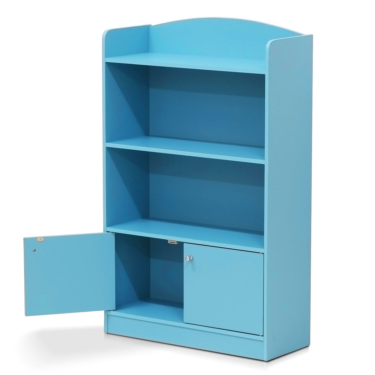 Furinno Lova Estantería con clóset de Almacenamiento, 2 estantes con Puertas, Azul Claro