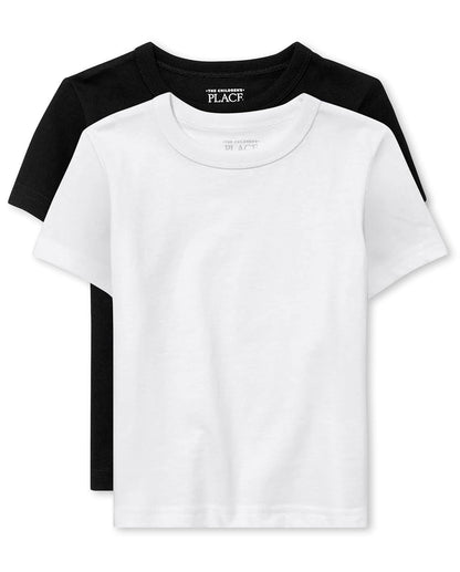 The Children's Place Playera Básica Manga Corta para Niño Paquete de 2 - Negro - Blanco 2-pack - 5T