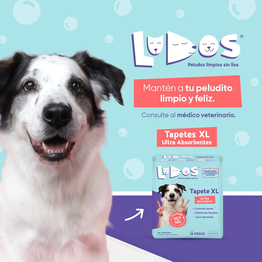 LUDOS Tapete Ultra Absorbente para Perro, Tamaño XL, con Control de Olores, Paquete con 18 Piezas.