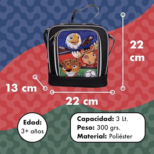 Ruz Lonchera Competition Marks 2026 Infantil Bolsa para Alimentos 3L Compacta Poliéster Resistente Niño Negro