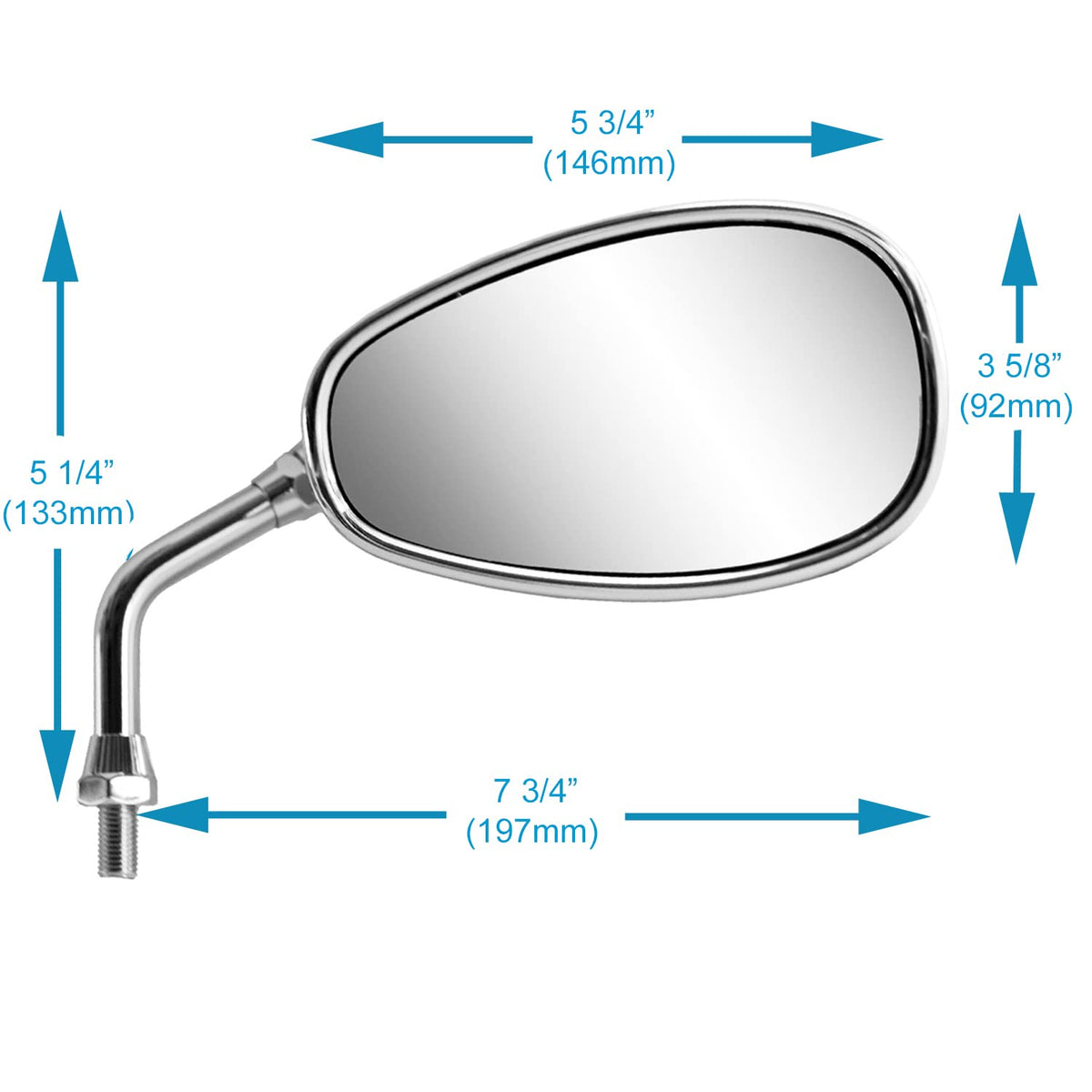 Ken Sean 96003 Espejo de Motocicleta para Yamaha: V Star 1100 Classic, V Star 1300 Tourer, Road Star (S), Royal Star Tour Deluxe (S), Royal Star Tour Classic; Rosca Inversa de 10mm, RH