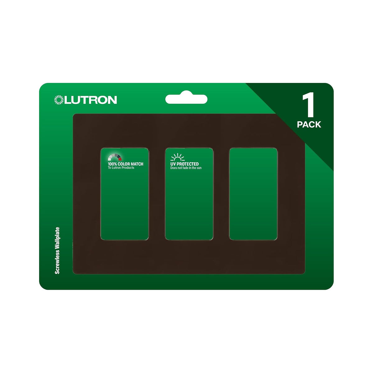 Lutron Claro Placa de pared de 3 pines, 1 paquete, Marrón