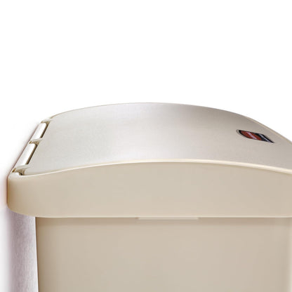 Rubbermaid Commercial Products Streamline® – Contenedor Delgado para Espacios Reducidos, Bote con Pedal Frontal, Cierre Silencioso y Bisagra que No Daña la Pared, Capacidad de 15 L, Beige 1883455