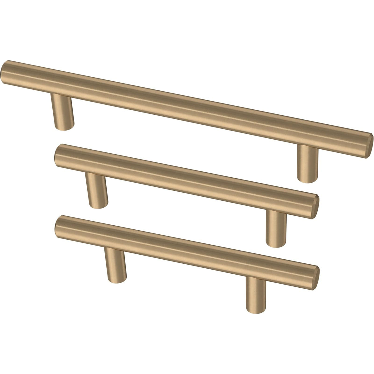 Franklin Barra maciza de latón (paquete de 10) manijas de gabinete de 7,6 cm con agujero central | Puerta de cocina de bronce champaña, cajones, aparadores, muebles BAR076Z-CZ-B