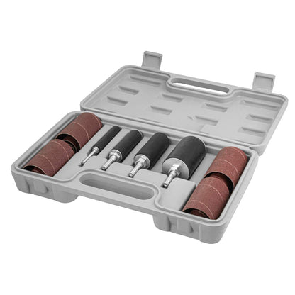 POWERTEC 71634 Kit de tambor de lijado de prensa de taladro de 20 piezas con vástagos de ¼ y 1/8 pulgadas, mangos de lijadora de husillo, estuche de transporte de herramientas